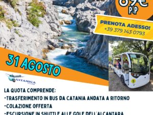 GOLE DELL'ALCANTARA IN SHUTTLE 31 AGOSTO